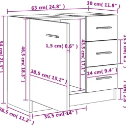 vidaXL Armario para lavabo madera contrachapada 63x30x54 cm Blanco Sale