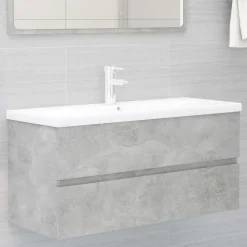 vidaXL Armario para lavabo contrachapada gris hormigón 100x38,5x45 cm Gris hormig&oacute;n Clearance