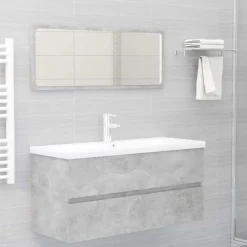 vidaXL Armario para lavabo contrachapada gris hormigón 100x38,5x45 cm Gris hormig&oacute;n Clearance