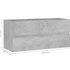 vidaXL Armario para lavabo contrachapada gris hormigón 100x38,5x45 cm Gris hormig&oacute;n Clearance