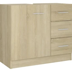 vidaXL Armario para lavabo madera contrachapada color roble 63x30x54cm Roble Sonoma Outlet