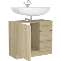 vidaXL Armario para lavabo madera contrachapada color roble 63x30x54cm Roble Sonoma Outlet