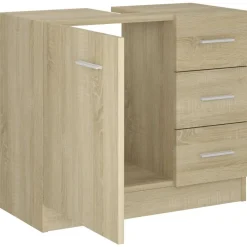 vidaXL Armario para lavabo madera contrachapada color roble 63x30x54cm Roble Sonoma Outlet
