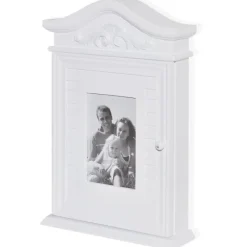 vidaXL Armario para llaves con marco de fotos blanco Outlet