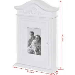 vidaXL Armario para llaves con marco de fotos blanco Outlet