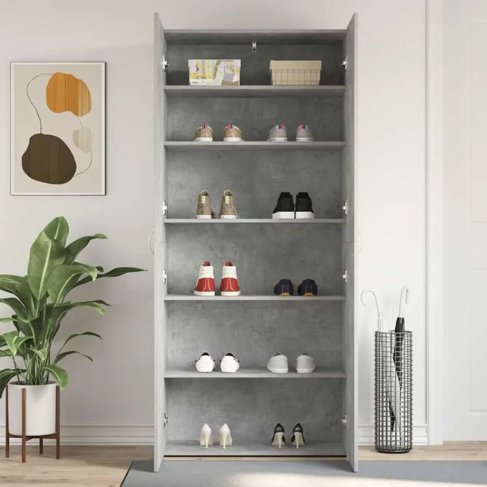 vidaXL Productos Del Hogar-Armario para Zapatos con estante Gris 80 x 35.5 x 180 cm