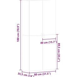 vidaXL Productos Del Hogar-Armario para Zapatos con estante Marrón 80 x 35.5 x 180 cm