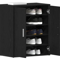 vidaXL Productos Del Hogar-Armario para Zapatos con estante Roble Negro 60 x 35 x 70 cm