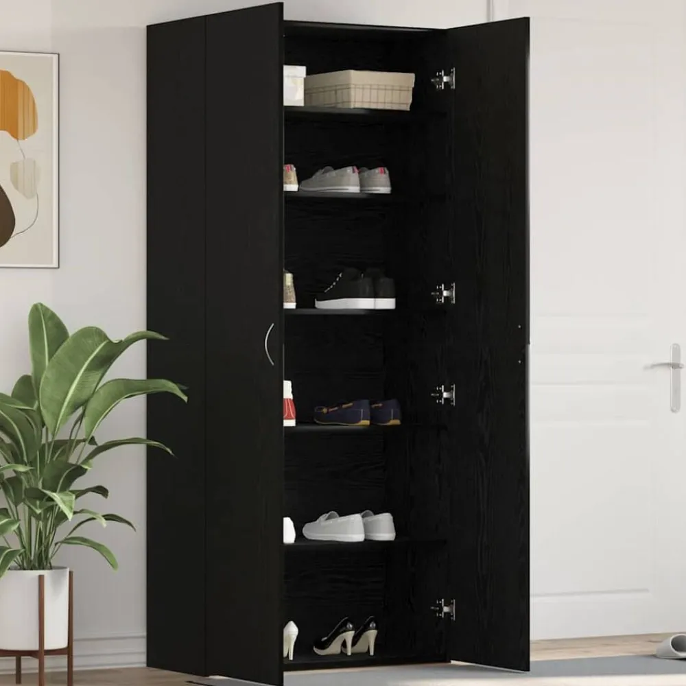 vidaXL Productos Del Hogar-Armario para Zapatos con estante Negro 80 x 35.5 x 180 cm