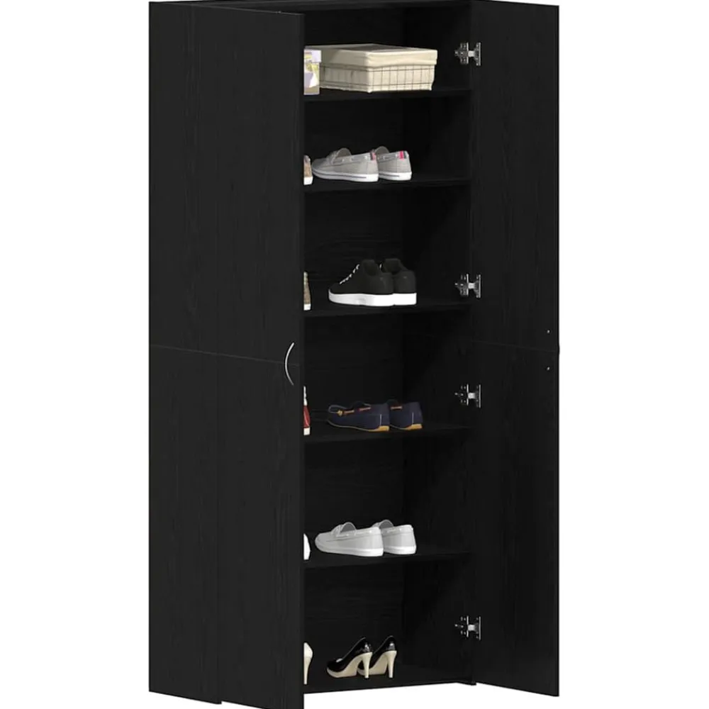 vidaXL Productos Del Hogar-Armario para Zapatos con estante Negro 80 x 35.5 x 180 cm