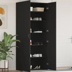vidaXL Armario para Zapatos con estante 80 x 35.5 x 180 cm Negro Hot