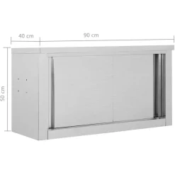 vidaXL Armario pared de cocina puertas correderas acero 90x40x50 cm Discount
