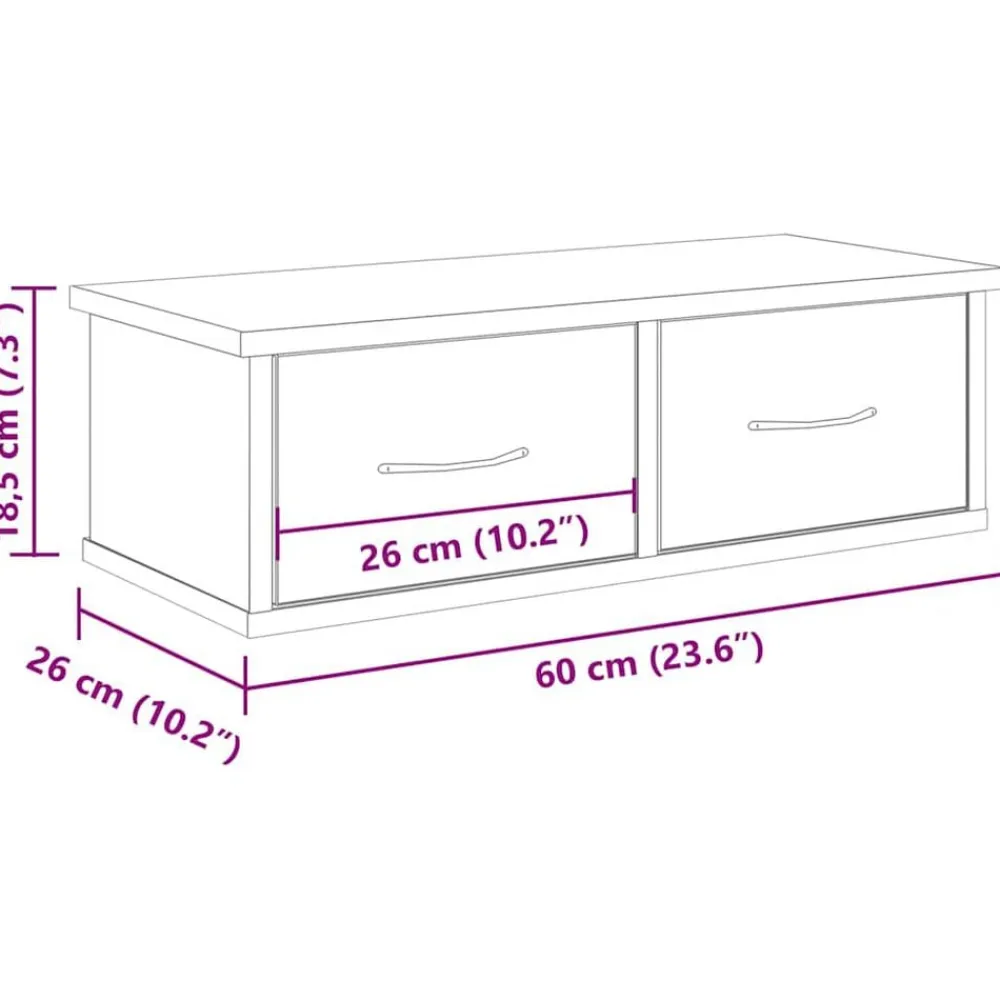 vidaXL Estanterías-Armario pared madera ingeniería madera envejecida 60x26x18,5 cm