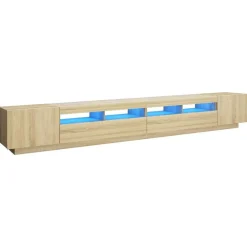 vidaXL Armario TV con luces LED color 300x35x40 cm Roble Sonoma Best
