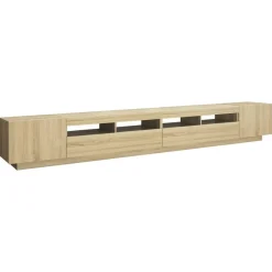 vidaXL Armario TV con luces LED color 300x35x40 cm Roble Sonoma Best