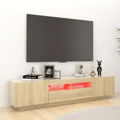 vidaXL Armario TV con luces LED color 180x35x40 cm Roble Sonoma Sale