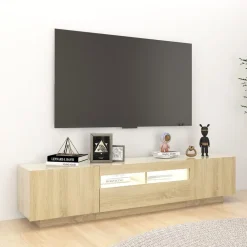 vidaXL Armario TV con luces LED color 180x35x40 cm Roble Sonoma Sale
