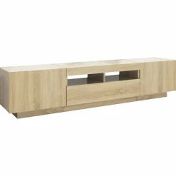 vidaXL Armario TV con luces LED color 180x35x40 cm Roble Sonoma Sale