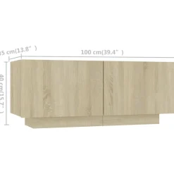 vidaXL Armario TV con luces LED color 180x35x40 cm Roble Sonoma Sale