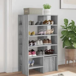 vidaXL Armario Zapatero 2 pcs Madera de ingeniería Gris sonoma Discount