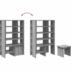 vidaXL Armario Zapatero 2 pcs Madera de ingeniería Gris sonoma Discount