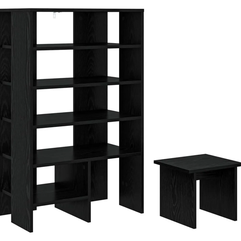 vidaXL Armario Zapatero 2 pcs Madera de ingeniería Roble negro Hot