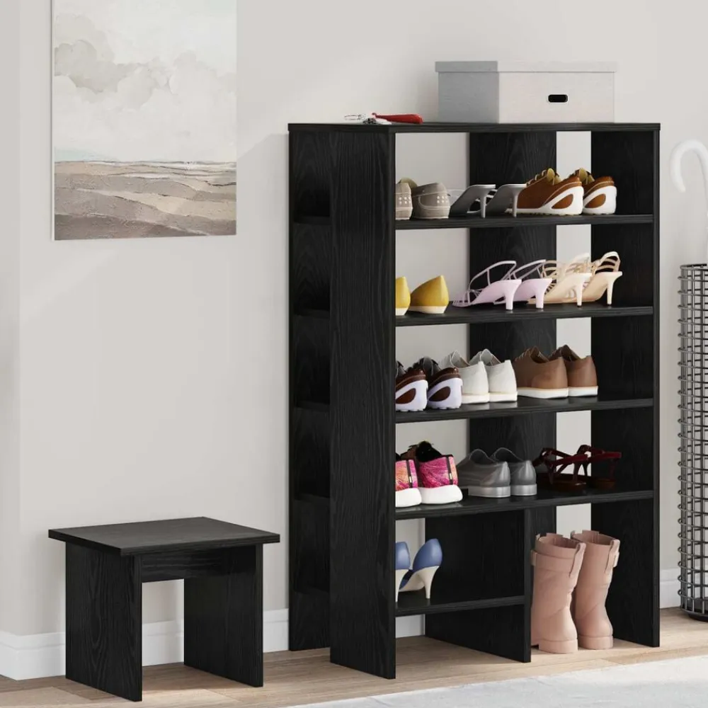 vidaXL Armario Zapatero 2 pcs Madera de ingeniería Roble negro Hot