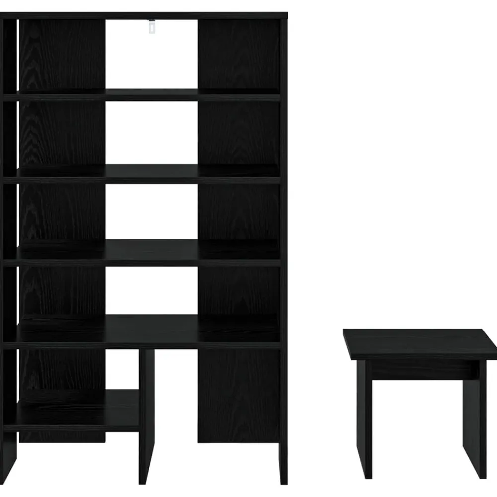 vidaXL Armario Zapatero 2 pcs Madera de ingeniería Roble negro Hot