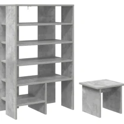 vidaXL Productos Del Hogar-Armario Zapatero 2 pcs Gris Concreto Madera de ingeniería