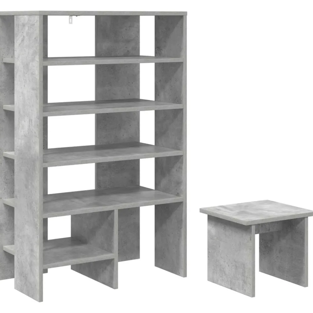vidaXL Productos Del Hogar-Armario Zapatero 2 pcs Gris Concreto Madera de ingeniería