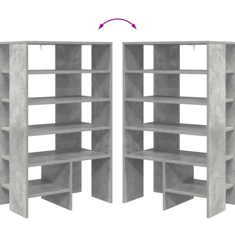 vidaXL Productos Del Hogar-Armario Zapatero 2 pcs Gris Concreto Madera de ingeniería