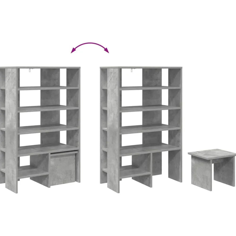 vidaXL Productos Del Hogar-Armario Zapatero 2 pcs Gris Concreto Madera de ingeniería