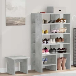 vidaXL Productos Del Hogar-Armario Zapatero 2 pcs Gris Concreto Madera de ingeniería
