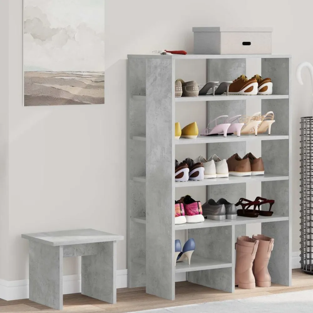 vidaXL Productos Del Hogar-Armario Zapatero 2 pcs Gris Concreto Madera de ingeniería