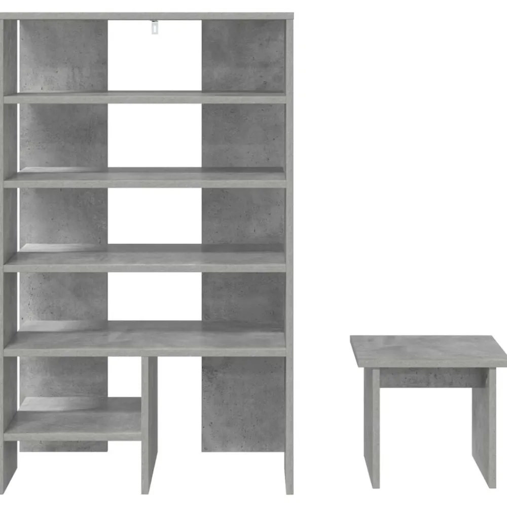vidaXL Productos Del Hogar-Armario Zapatero 2 pcs Gris Concreto Madera de ingeniería