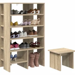vidaXL Armario Zapatero 2 pcs Madera de ingeniería Roble Sonoma Clearance