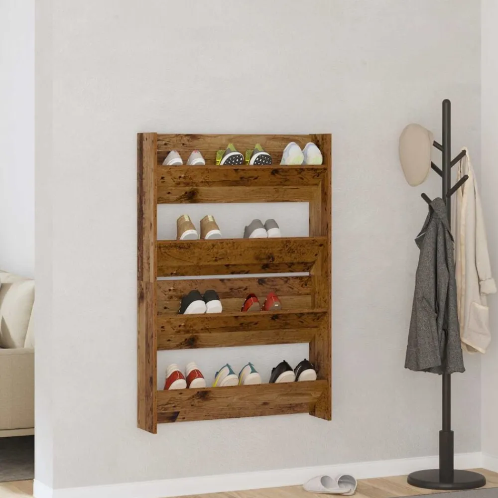 vidaXL Armario Zapatero 2 pcs 80 x 18 x 60 cm Madera envejecida