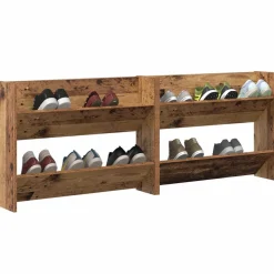vidaXL Armario Zapatero 2 pcs 80 x 18 x 60 cm Madera envejecida