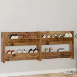 vidaXL Armario Zapatero 2 pcs 80 x 18 x 60 cm Madera envejecida