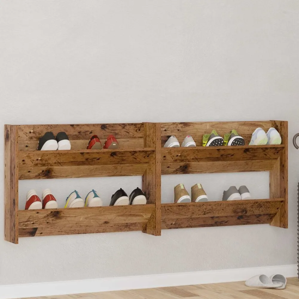 vidaXL Armario Zapatero 2 pcs 80 x 18 x 60 cm Madera envejecida