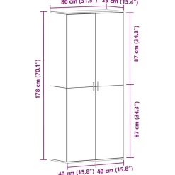 vidaXL Productos Del Hogar-Armario Zapatero con estante 80 x 39 x 178 cm