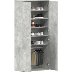 vidaXL Productos Del Hogar-Armario Zapatero con estante Gris Concreto 80 x 39 x 178 cm