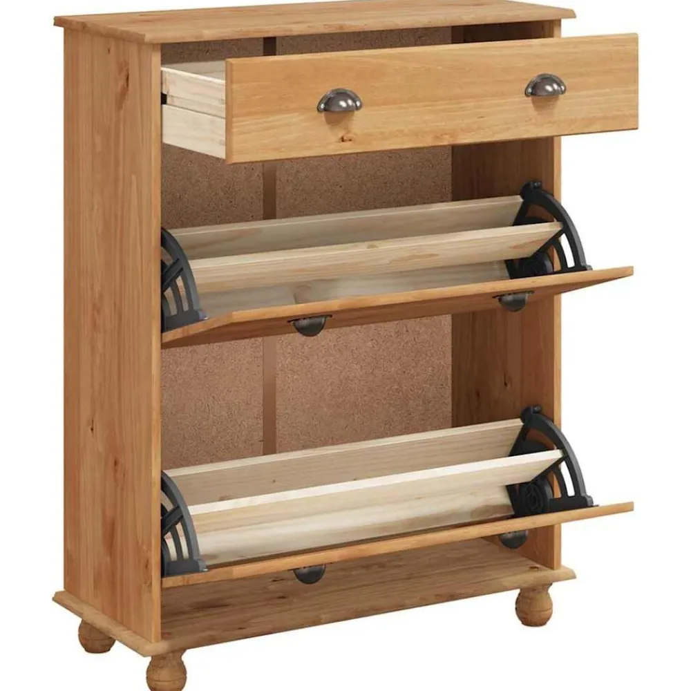 vidaXL Productos Del Hogar-Armario Zapatero con cajón ASKIM Marrón 85 x 35 x 108 cm