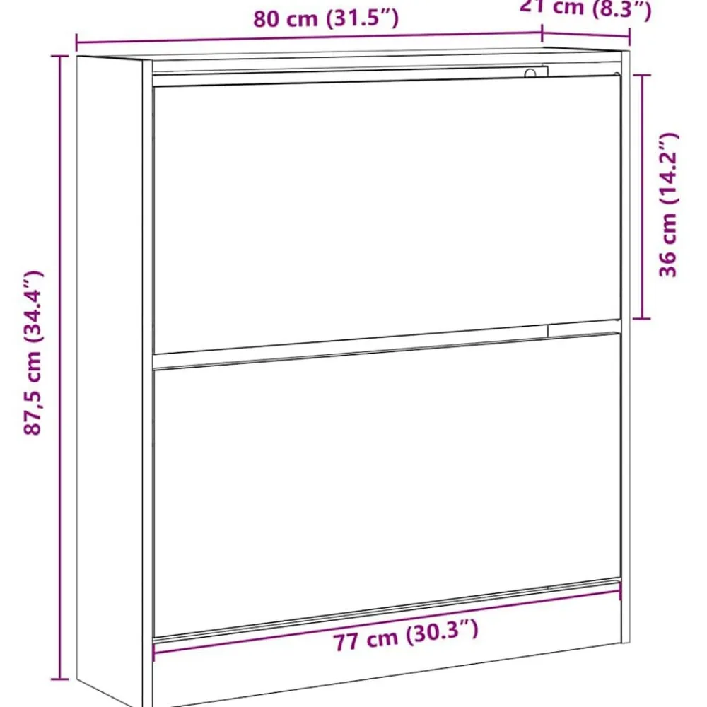 vidaXL Productos Del Hogar-Armario Zapatero con estante 80 x 21 x 87,5 cm