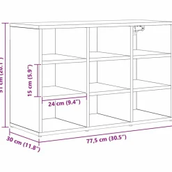 vidaXL Armario Zapatero con estante Madera vieja 77,5 x 30 x 51 cm Madera envejecida Outlet