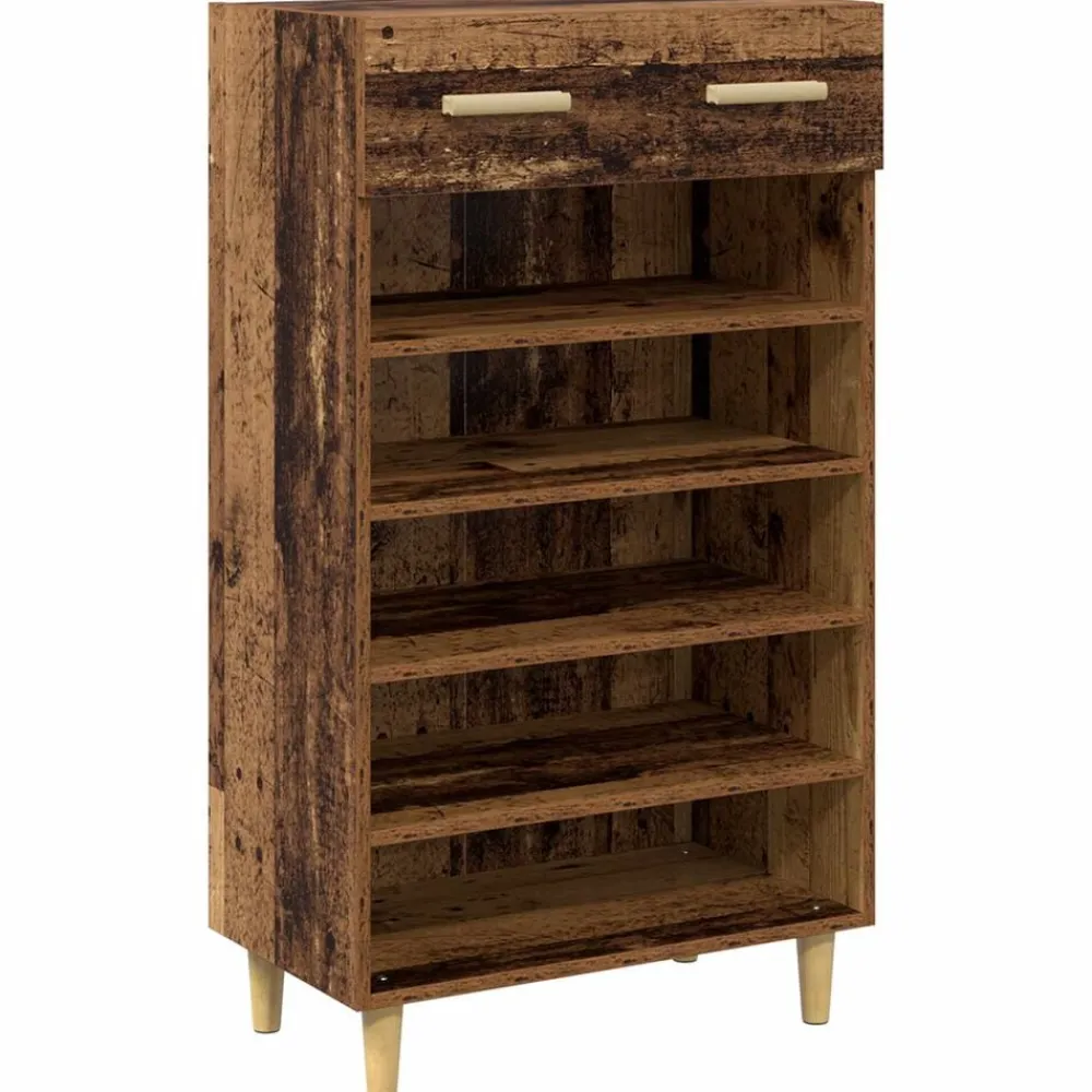 vidaXL Productos Del Hogar-Armario Zapatero con cajón Liso Madera vieja 60 x 35 x 105 cm