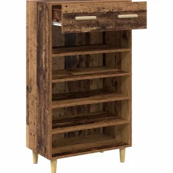 vidaXL Productos Del Hogar-Armario Zapatero con cajón Liso Madera vieja 60 x 35 x 105 cm
