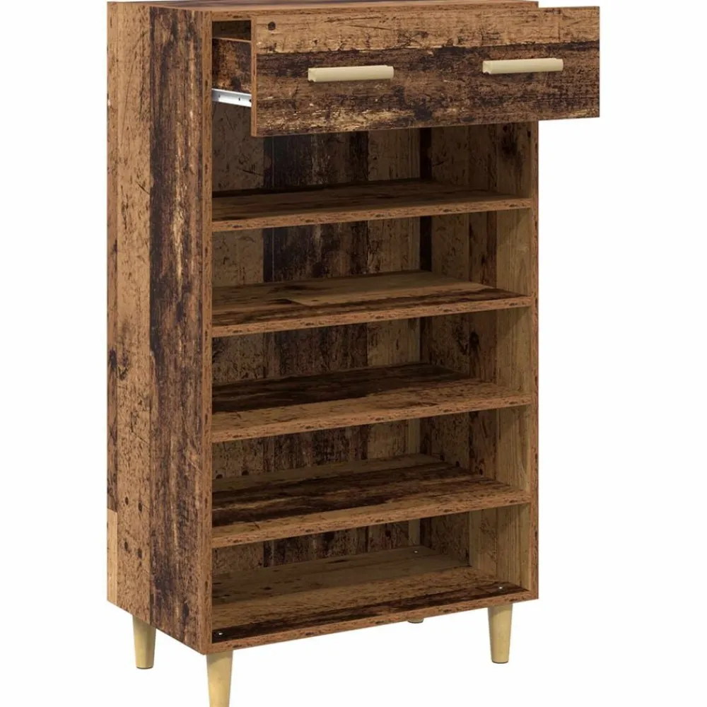 vidaXL Productos Del Hogar-Armario Zapatero con cajón Liso Madera vieja 60 x 35 x 105 cm