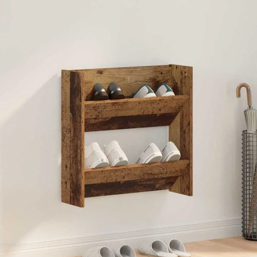 vidaXL Productos Del Hogar-Armario Zapatero con estante Madera vieja 60 x 18 x 60 cm