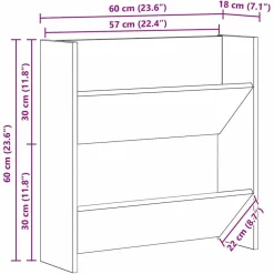vidaXL Productos Del Hogar-Armario Zapatero con estante Madera vieja 60 x 18 x 60 cm